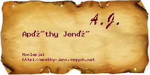Apáthy Jenő névjegykártya